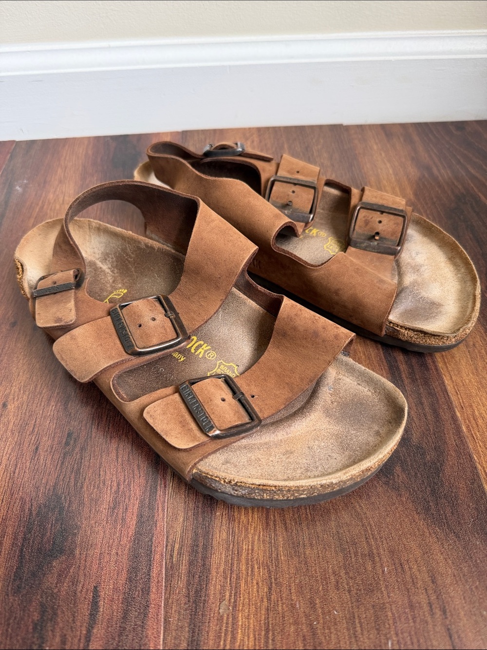 Birkenstock Milano Brown Suede Straps L7/M5 *Damage*